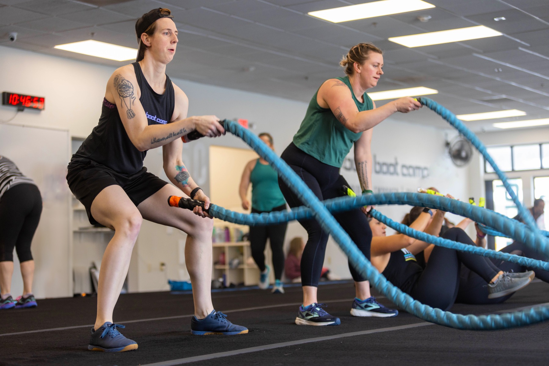 two women work out a burn boot camp